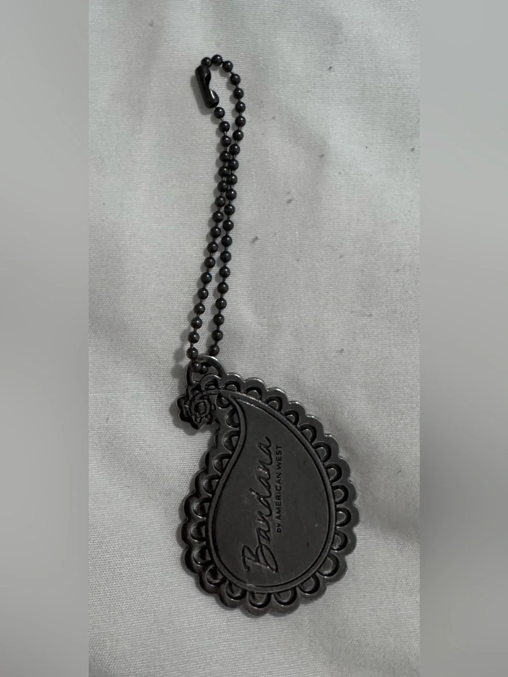 Vintage Bandana By American West Purse Charm Pendant Keychain Silvertone
